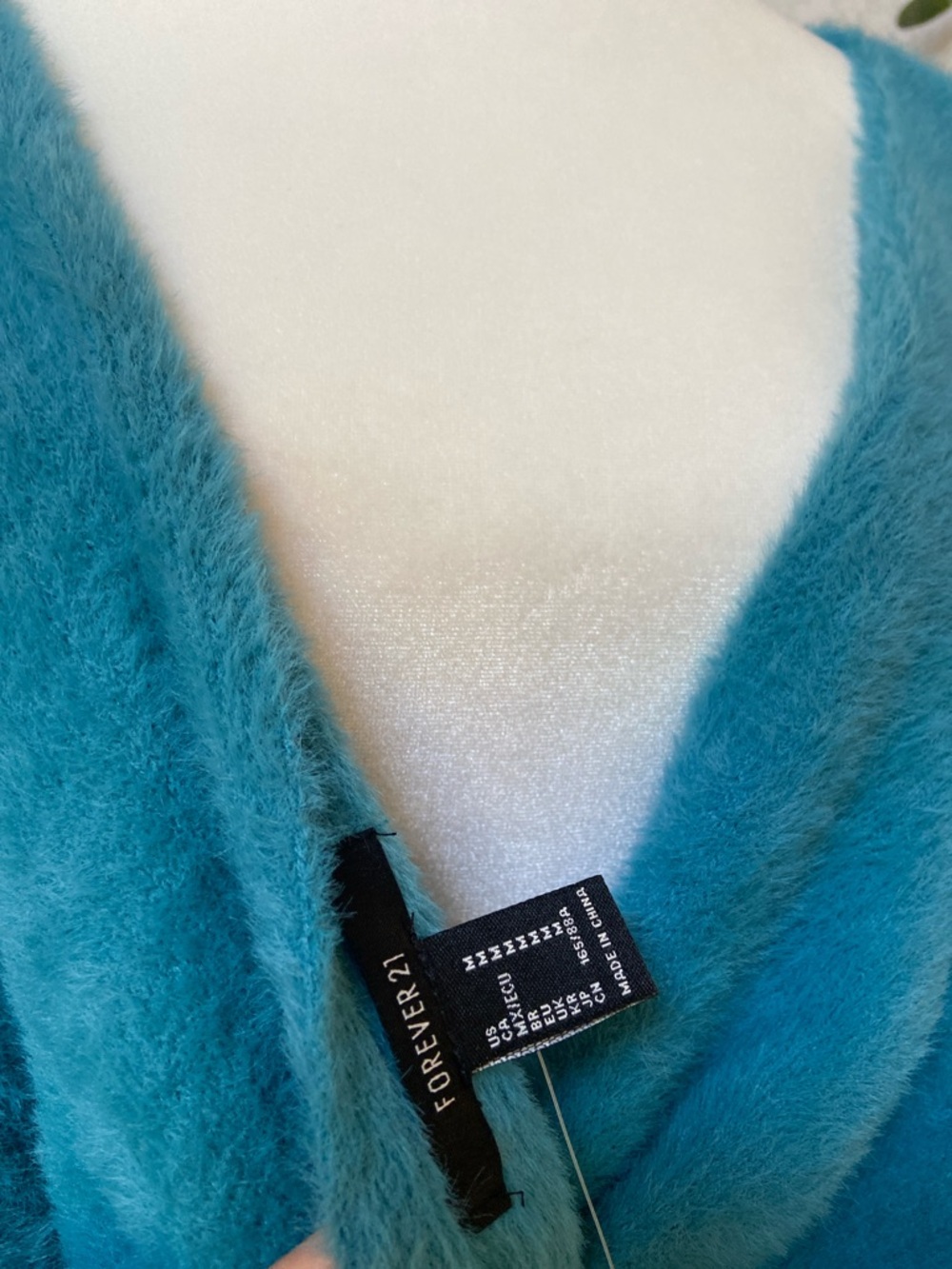 2/$20*  Teal Fuzzy Women's Sweater with Twist Knot. Forever 21, Sz M. NWT - Picture 5 of 11